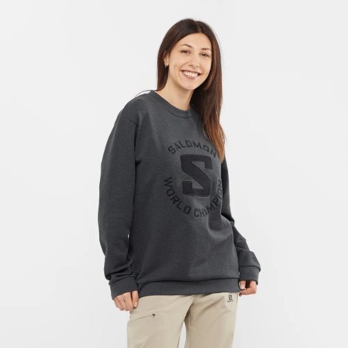 Dark Grey Salomon Outlife Logo Summer Heather Women's Sweatshirt | PH 05372L